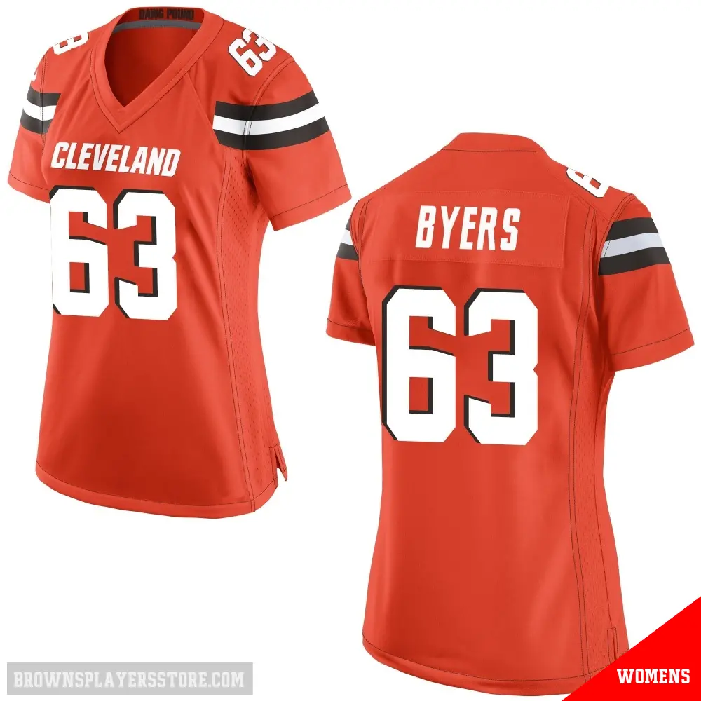 ＃63 Women's Jeremiah Byers Orange Game Cleveland Browns Alternate Jersey