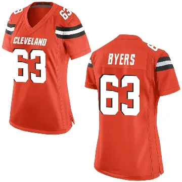 ＃63 Women's Jeremiah Byers Orange Game Cleveland Browns Alternate Jersey