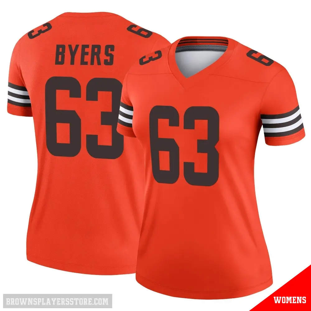 ＃63 Women's Jeremiah Byers Orange Legend Cleveland Browns Inverted Jersey