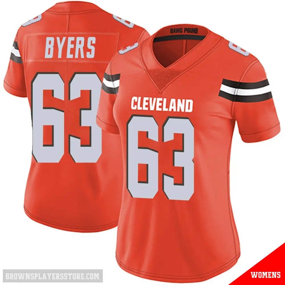 ＃63 Women's Jeremiah Byers Orange Limited Cleveland Browns Alternate Vapor Untouchable Jersey