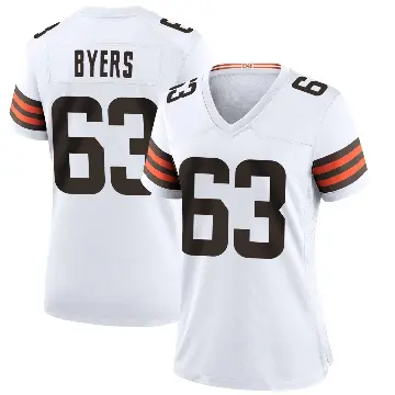 ＃63 Women's Jeremiah Byers White Game Cleveland Browns Jersey