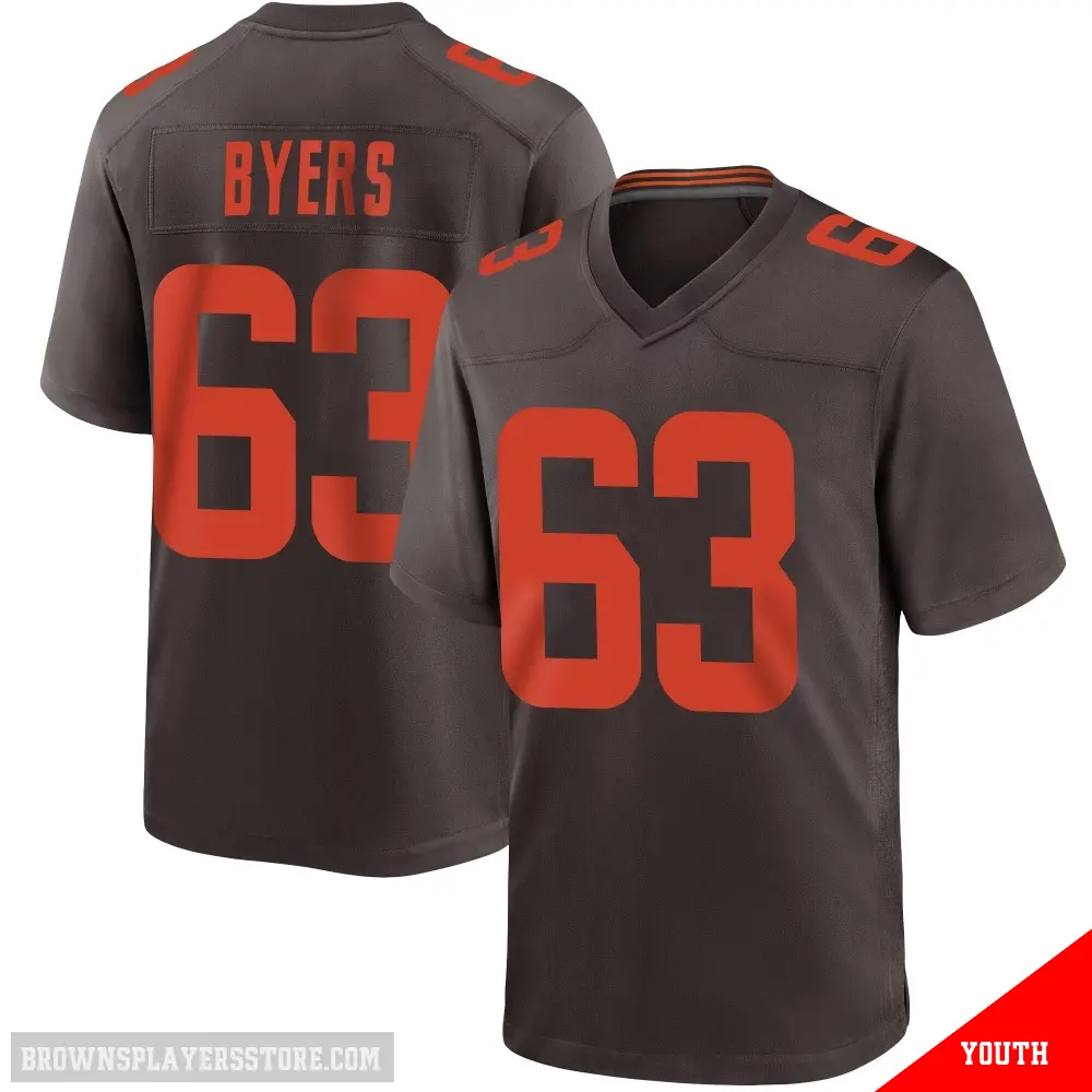 ＃63 Youth Jeremiah Byers Brown Game Cleveland Browns Alternate Jersey