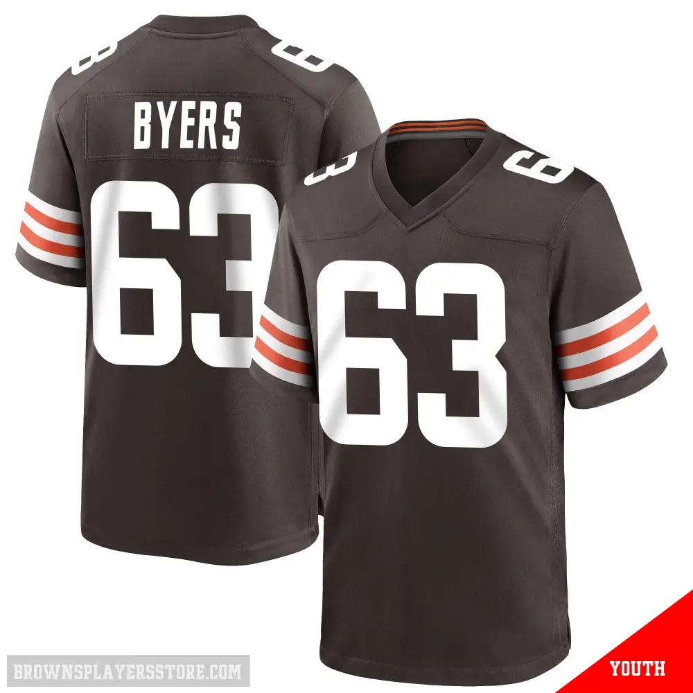 ＃63 Youth Jeremiah Byers Brown Game Cleveland Browns Team Color Jersey