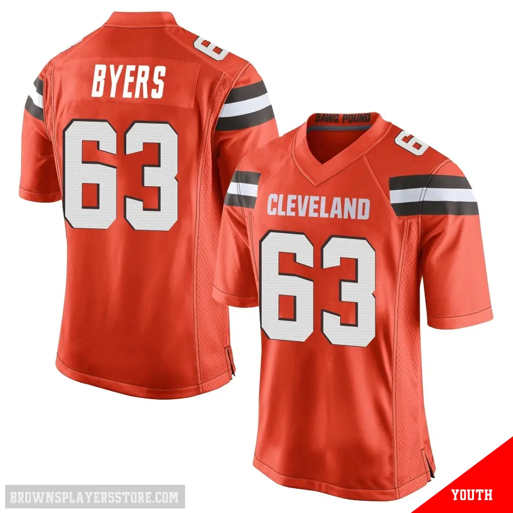 ＃63 Youth Jeremiah Byers Orange Game Cleveland Browns Alternate Jersey