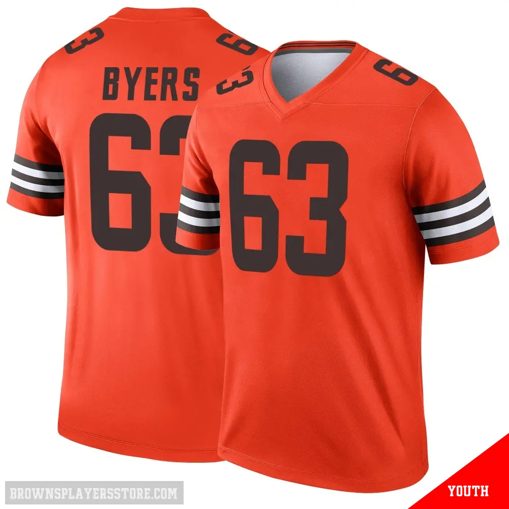 ＃63 Youth Jeremiah Byers Orange Legend Cleveland Browns Inverted Jersey
