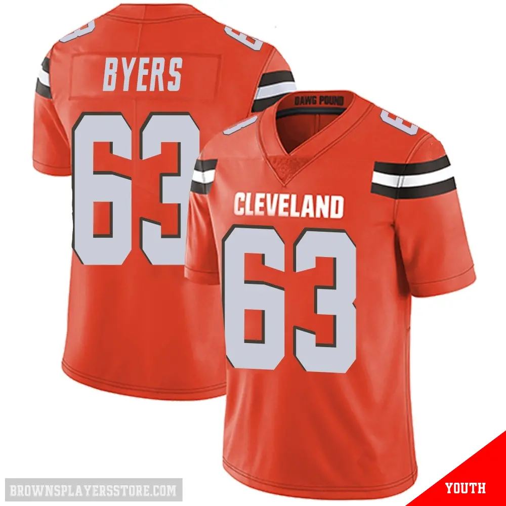 ＃63 Youth Jeremiah Byers Orange Limited Cleveland Browns Alternate Vapor Untouchable Jersey