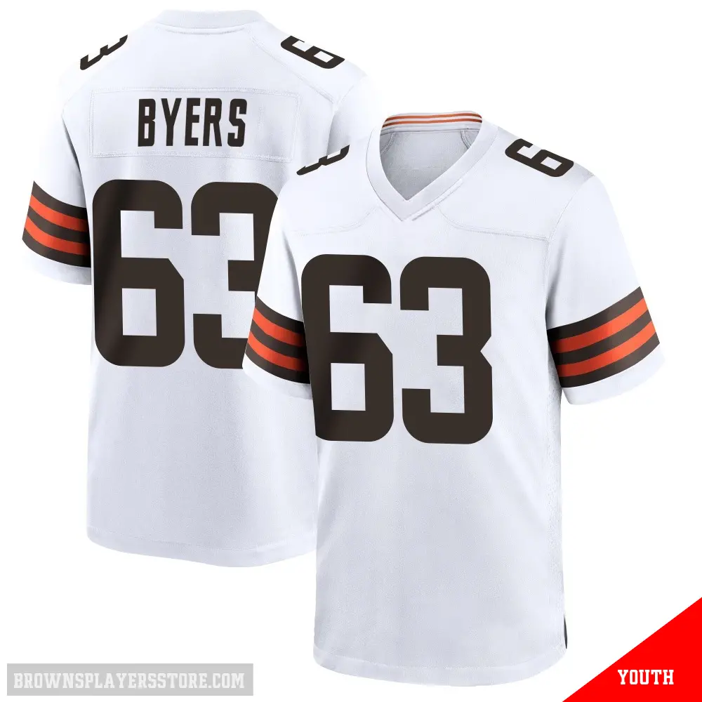 ＃63 Youth Jeremiah Byers White Game Cleveland Browns Jersey