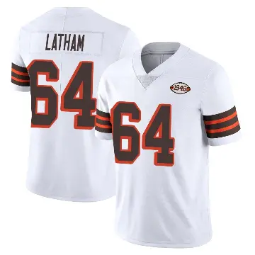 ＃64 Men's Brady Latham White Limited Cleveland Browns Vapor 1946 Collection Alternate Jersey