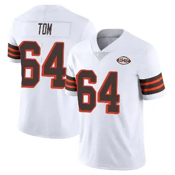 ＃64 Men's Cameron Tom White Limited Cleveland Browns Vapor 1946 Collection Alternate Jersey