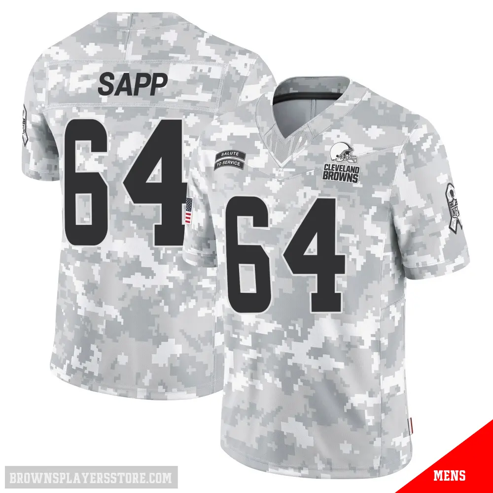 ＃64 Men's Tyreak Sapp Arctic Camo Limited Cleveland Browns 2024 Salute to Service Jersey
