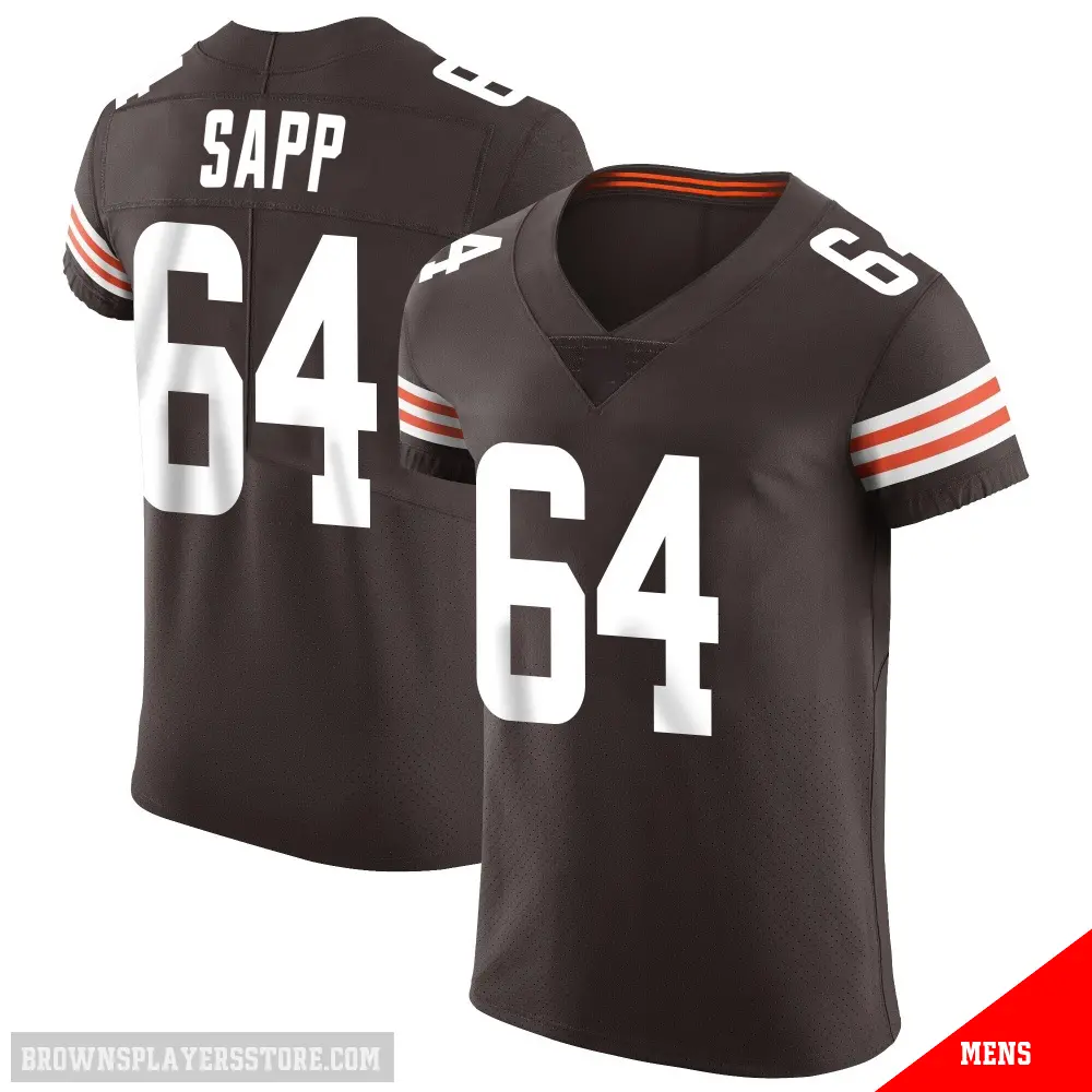 ＃64 Men's Tyreak Sapp Brown Elite Cleveland Browns Vapor Jersey