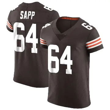 ＃64 Men's Tyreak Sapp Brown Elite Cleveland Browns Vapor Jersey