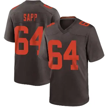 ＃64 Men's Tyreak Sapp Brown Game Cleveland Browns Alternate Jersey