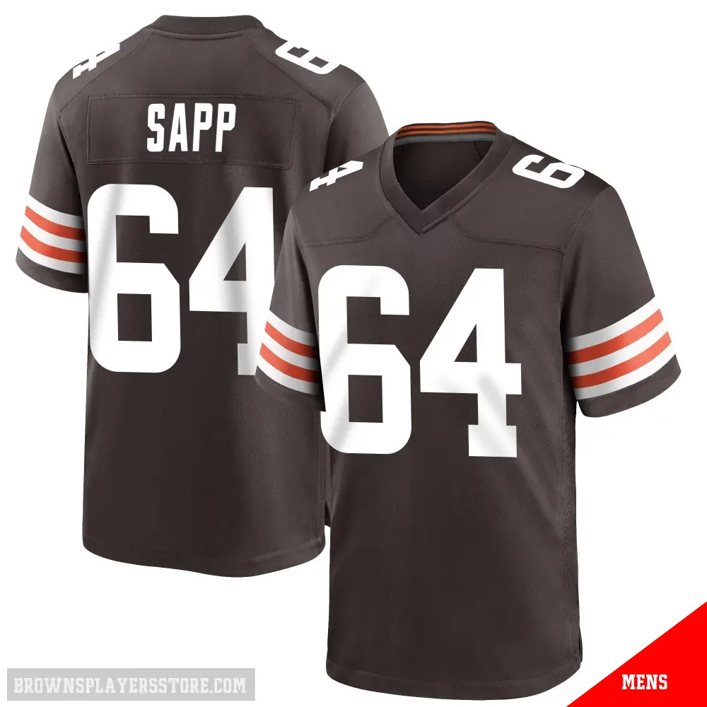 ＃64 Men's Tyreak Sapp Brown Game Cleveland Browns Team Color Jersey