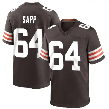 ＃64 Men's Tyreak Sapp Brown Game Cleveland Browns Team Color Jersey