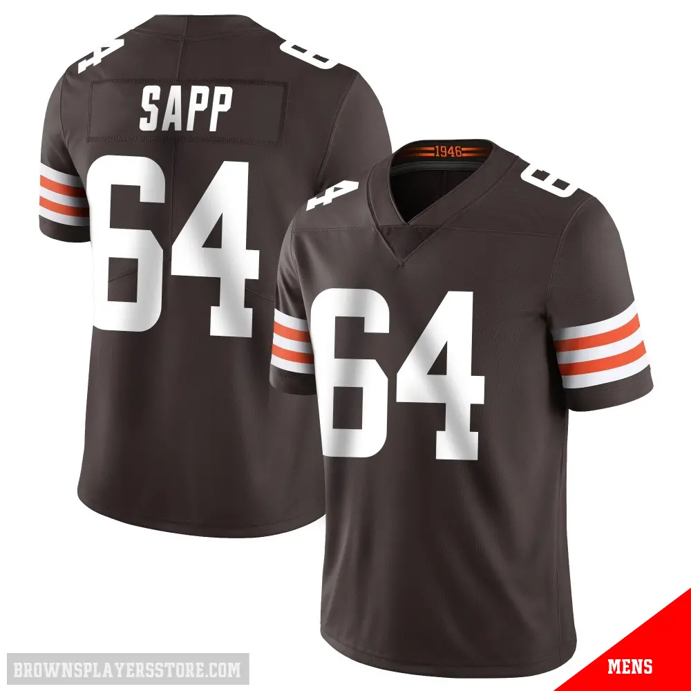 ＃64 Men's Tyreak Sapp Brown Limited Cleveland Browns Team Color Vapor Untouchable Jersey