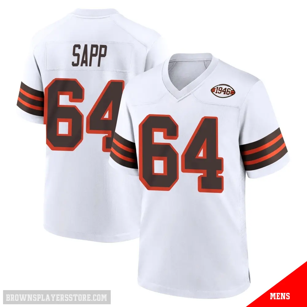 ＃64 Men's Tyreak Sapp White Game Cleveland Browns 1946 Collection Alternate Jersey