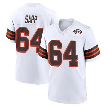 ＃64 Men's Tyreak Sapp White Game Cleveland Browns 1946 Collection Alternate Jersey