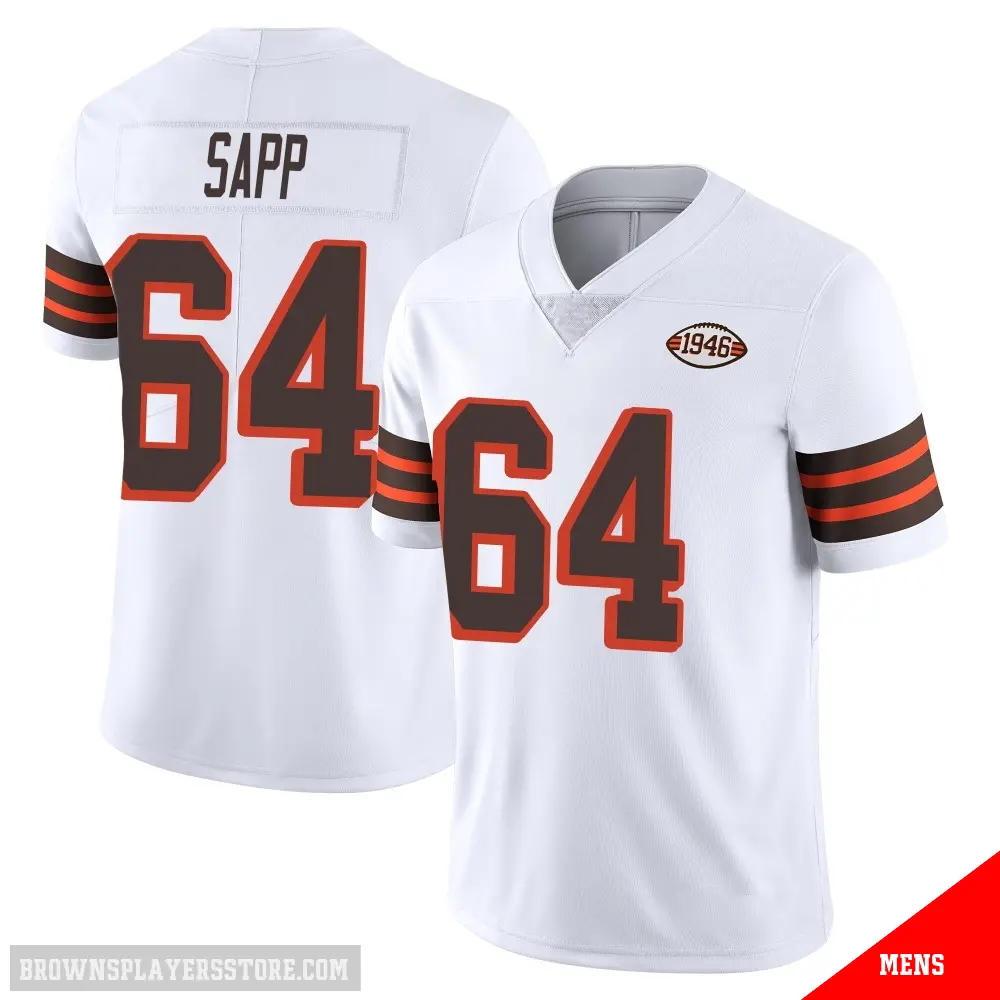 ＃64 Men's Tyreak Sapp White Limited Cleveland Browns Vapor 1946 Collection Alternate Jersey