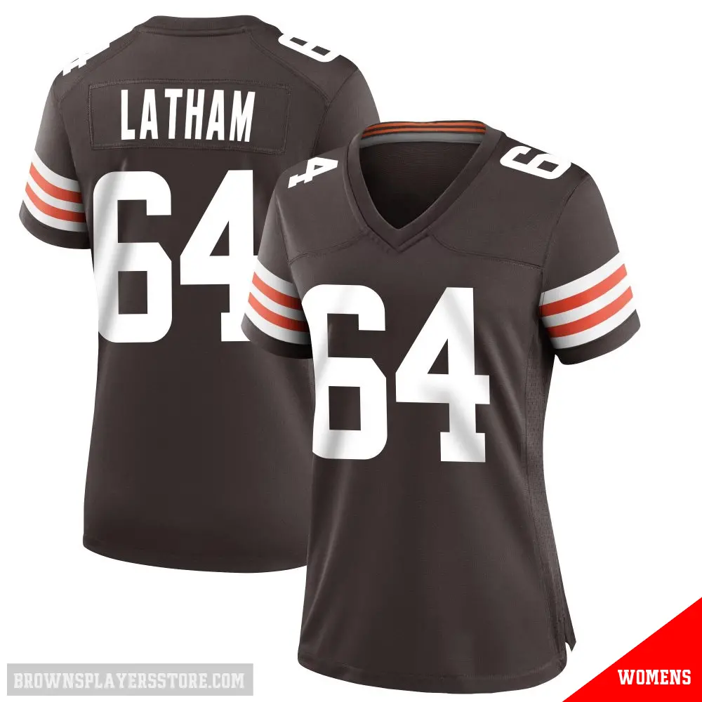 ＃64 Women's Brady Latham Brown Game Cleveland Browns Team Color Jersey