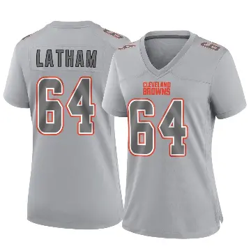 ＃64 Women's Brady Latham Gray Game Cleveland Browns Atmosphere Fashion Jersey