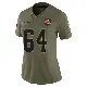 ＃64 Women's Brady Latham Olive Limited Cleveland Browns 2025 Salute to Service Jersey