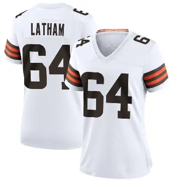 ＃64 Women's Brady Latham White Game Cleveland Browns Jersey