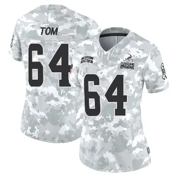 ＃64 Women's Cameron Tom Arctic Camo Limited Cleveland Browns 2024 Salute to Service Jersey