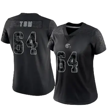 ＃64 Women's Cameron Tom Black Limited Cleveland Browns Reflective Jersey