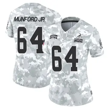 ＃64 Women's Thayer Munford Jr. Arctic Camo Limited Cleveland Browns 2024 Salute to Service Jersey