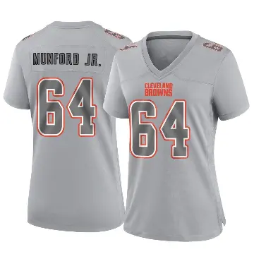 ＃64 Women's Thayer Munford Jr. Gray Game Cleveland Browns Atmosphere Fashion Jersey