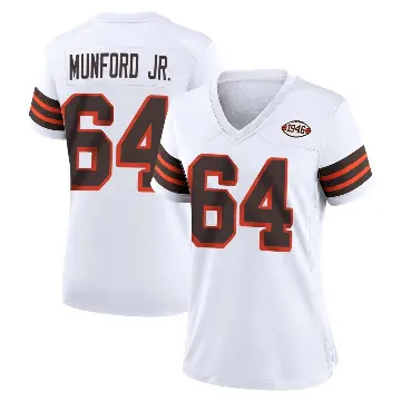 ＃64 Women's Thayer Munford Jr. White Game Cleveland Browns 1946 Collection Alternate Jersey