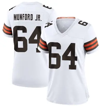 ＃64 Women's Thayer Munford Jr. White Game Cleveland Browns Jersey