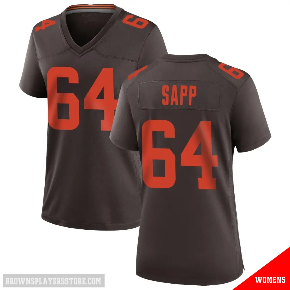 ＃64 Women's Tyreak Sapp Brown Game Cleveland Browns Alternate Jersey