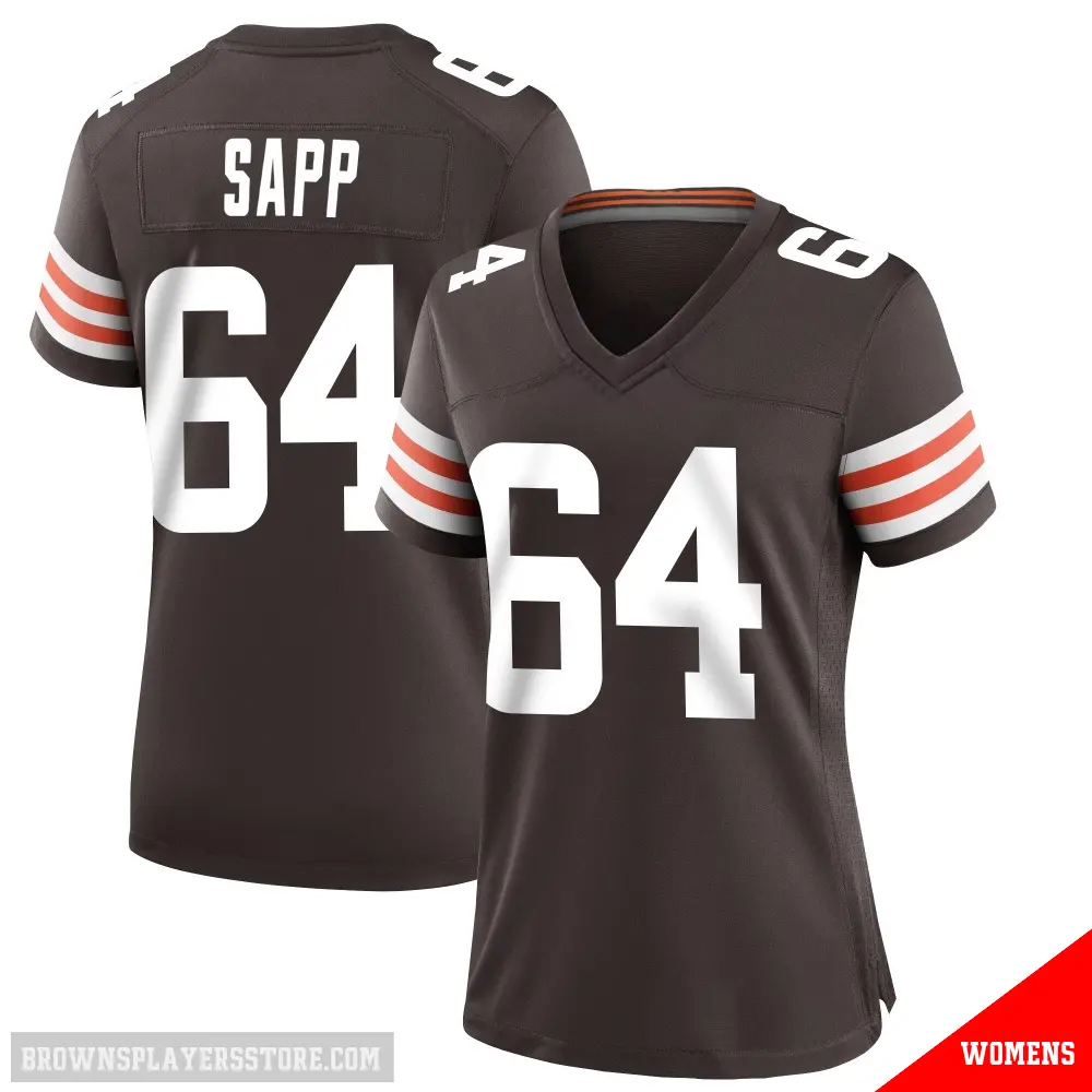 ＃64 Women's Tyreak Sapp Brown Game Cleveland Browns Team Color Jersey