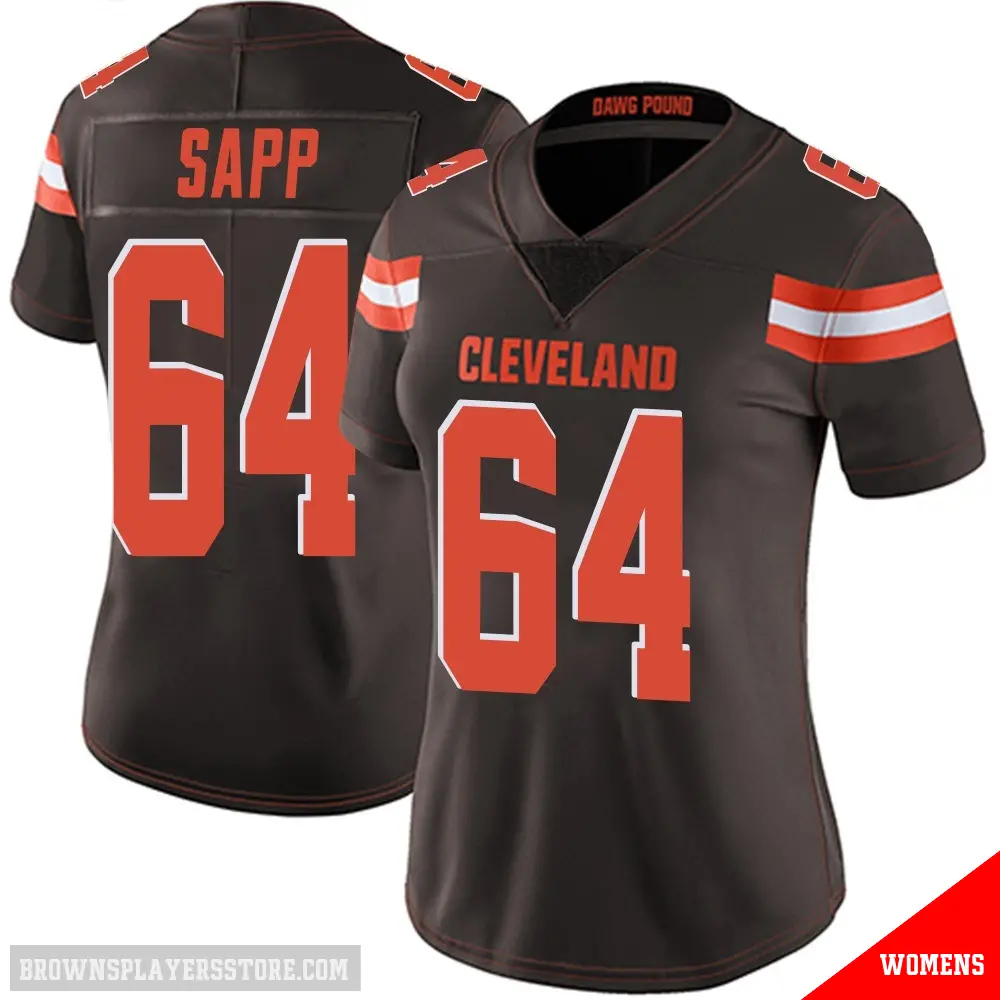 ＃64 Women's Tyreak Sapp Brown Limited Cleveland Browns Team Color Vapor Untouchable Jersey