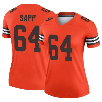 ＃64 Women's Tyreak Sapp Orange Legend Cleveland Browns Inverted Jersey