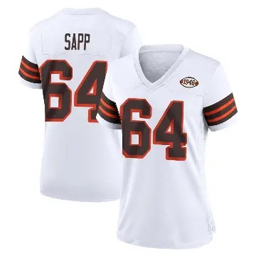 ＃64 Women's Tyreak Sapp White Game Cleveland Browns 1946 Collection Alternate Jersey