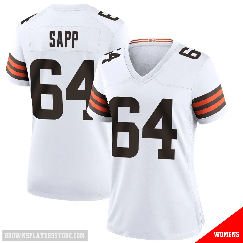 ＃64 Women's Tyreak Sapp White Game Cleveland Browns Jersey