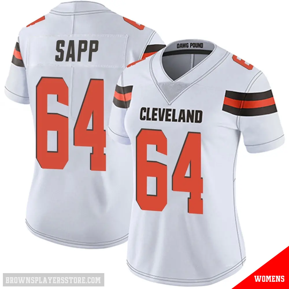 ＃64 Women's Tyreak Sapp White Limited Cleveland Browns Vapor Untouchable Jersey