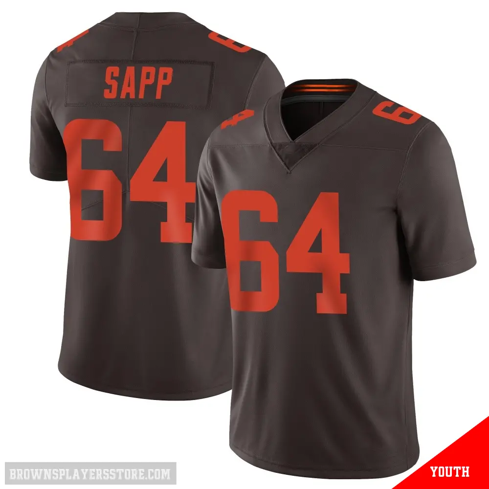 ＃64 Youth Tyreak Sapp Brown Limited Cleveland Browns Vapor Alternate Jersey