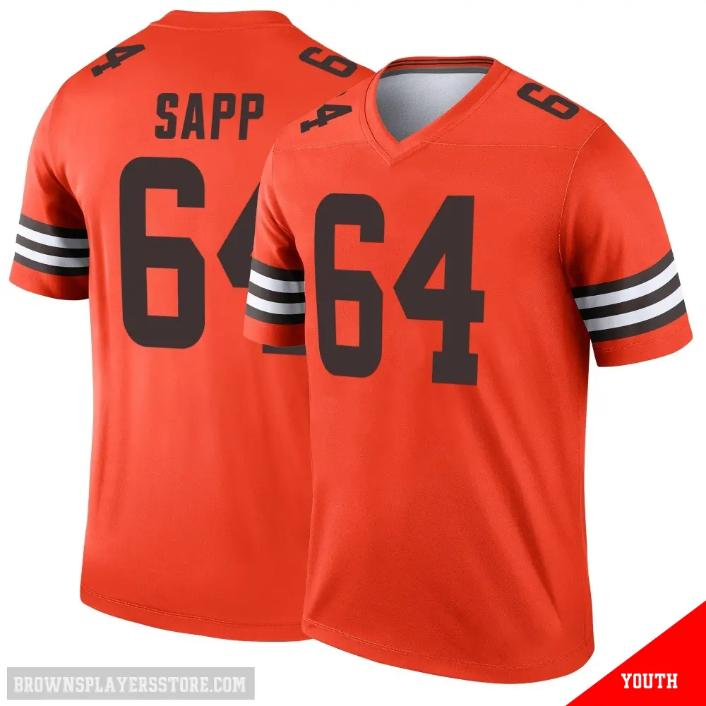 ＃64 Youth Tyreak Sapp Orange Legend Cleveland Browns Inverted Jersey