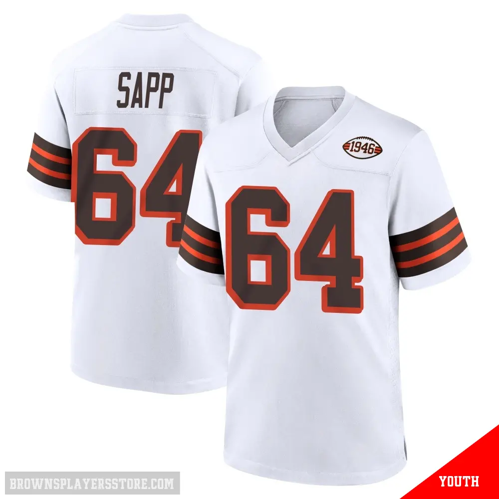 ＃64 Youth Tyreak Sapp White Game Cleveland Browns 1946 Collection Alternate Jersey