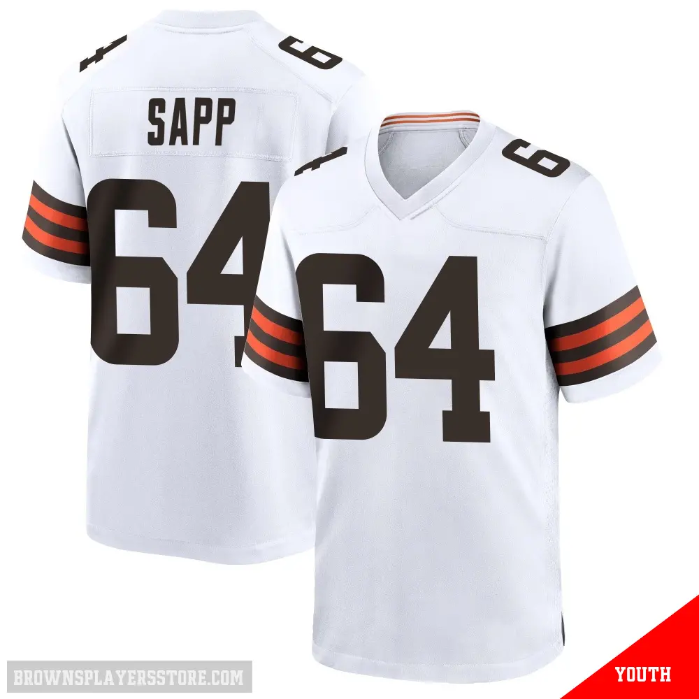 ＃64 Youth Tyreak Sapp White Game Cleveland Browns Jersey