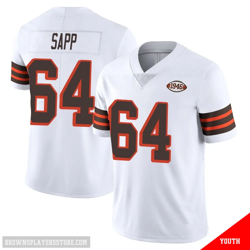 ＃64 Youth Tyreak Sapp White Limited Cleveland Browns Vapor 1946 Collection Alternate Jersey