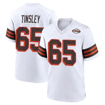 ＃65 Men's Dartanyan Tinsley White Game Cleveland Browns 1946 Collection Alternate Jersey