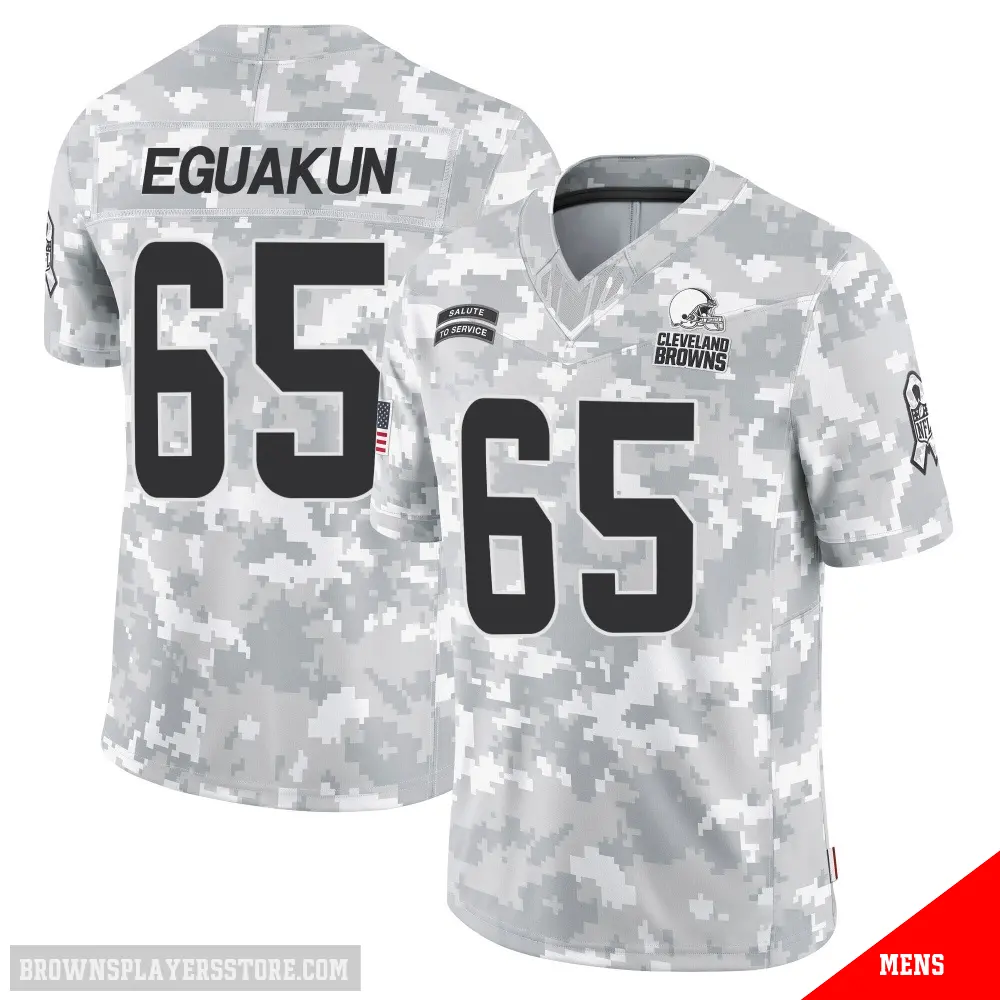 ＃65 Men's Kingsley Eguakun Arctic Camo Limited Cleveland Browns 2024 Salute to Service Jersey