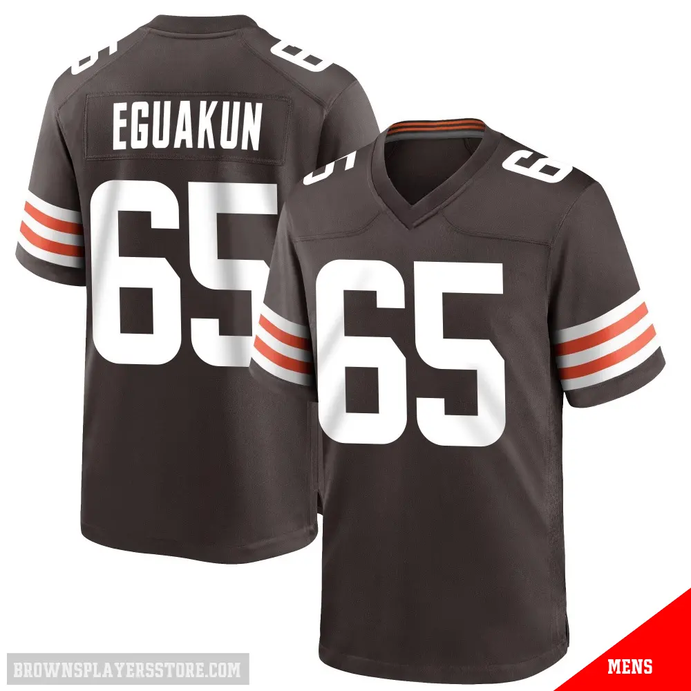 ＃65 Men's Kingsley Eguakun Brown Game Cleveland Browns Team Color Jersey