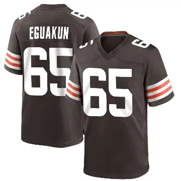 ＃65 Men's Kingsley Eguakun Brown Game Cleveland Browns Team Color Jersey