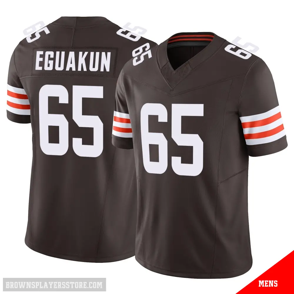 ＃65 Men's Kingsley Eguakun Brown Limited Cleveland Browns Vapor F.U.S.E. Jersey